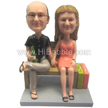 Couple Sit On The Chair Custom Bobbleheads From Your Photos