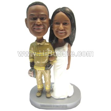 Firefighter Wedding Custom Bobbleheads From Your Photos