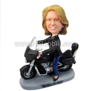Female on Motorcycle Custom Bobbleheads From Your Photos