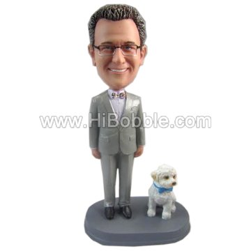 Male and a dog bobblehead doll Custom Bobbleheads From Your Photos