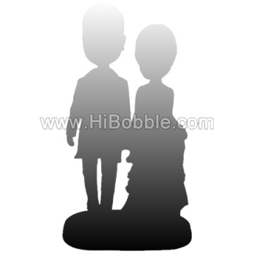 You can customize both your heads and clothes on this 2 people bobblehead style Custom Bobbleheads From Your Photos