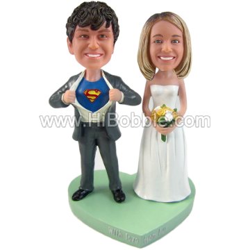 SuperHero Wedding Cake Topper Bobbleheads Custom Bobbleheads From Your Photos